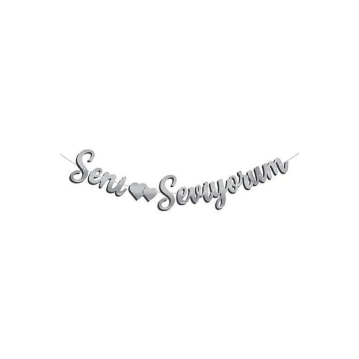 Kaligrafi Banner Gümüş Seni Seviyorum M249