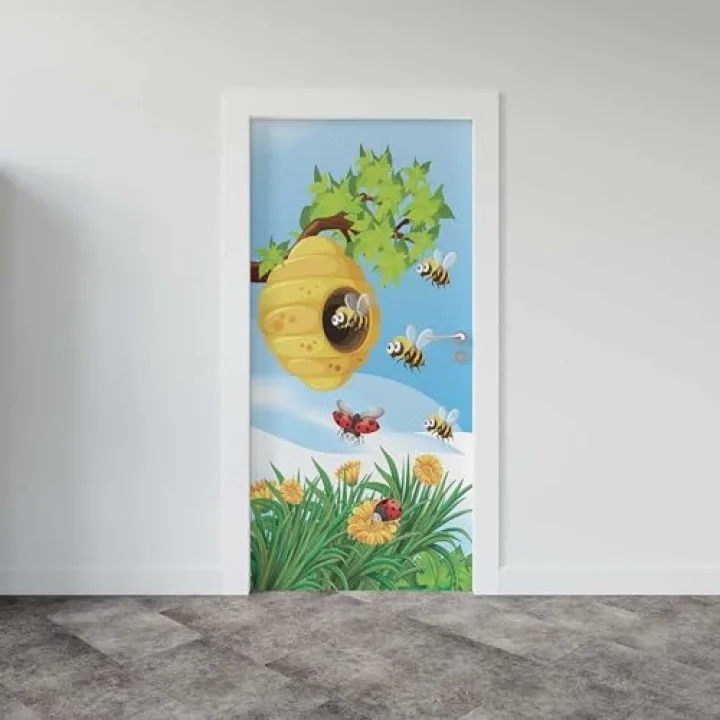 Kapı Giydirme Kapı Sticker Folyosu Arı Kovan