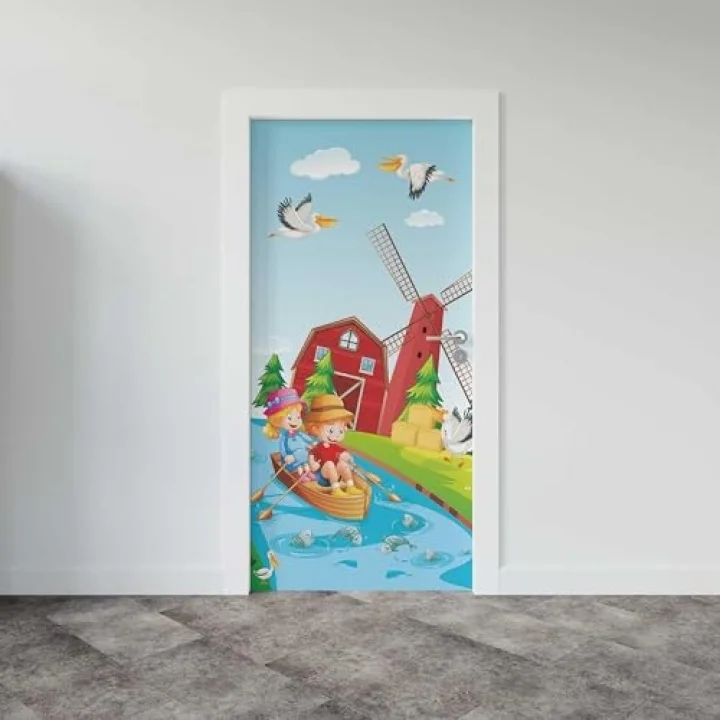 Kapı Giydirme Kapı Sticker Folyosu Dere Değirmen