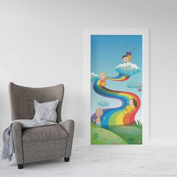 Kapı Giydirme Kapı Sticker Folyosu Gökkuşağı