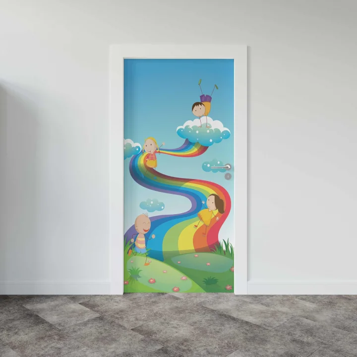 Kapı Giydirme Kapı Sticker Folyosu Gökkuşağı