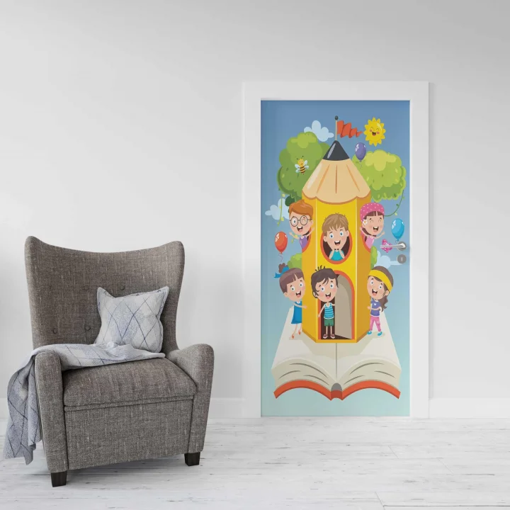 Kapı Giydirme Kapı Sticker Folyosu Kalem Çocuklar