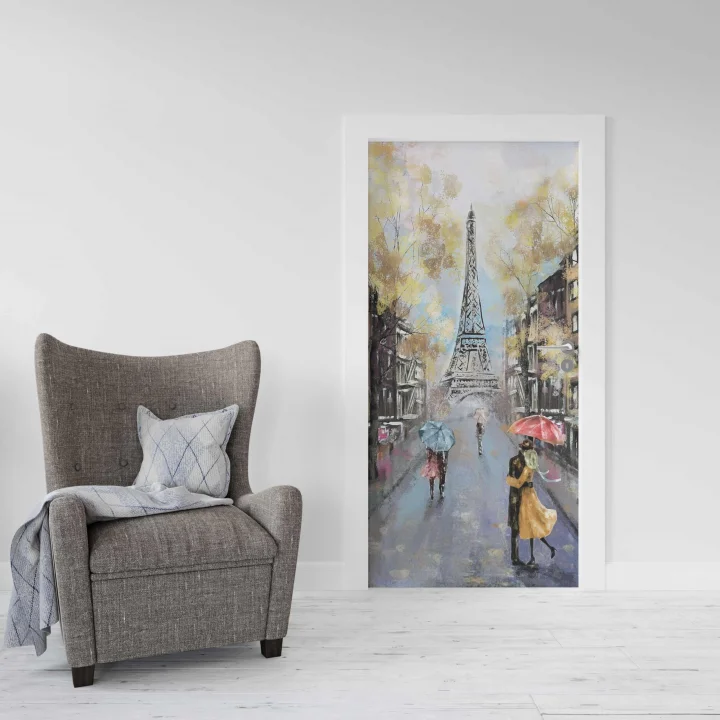Kapı Giydirme Kapı Sticker Folyosu Paris Sarı Yağlıboya