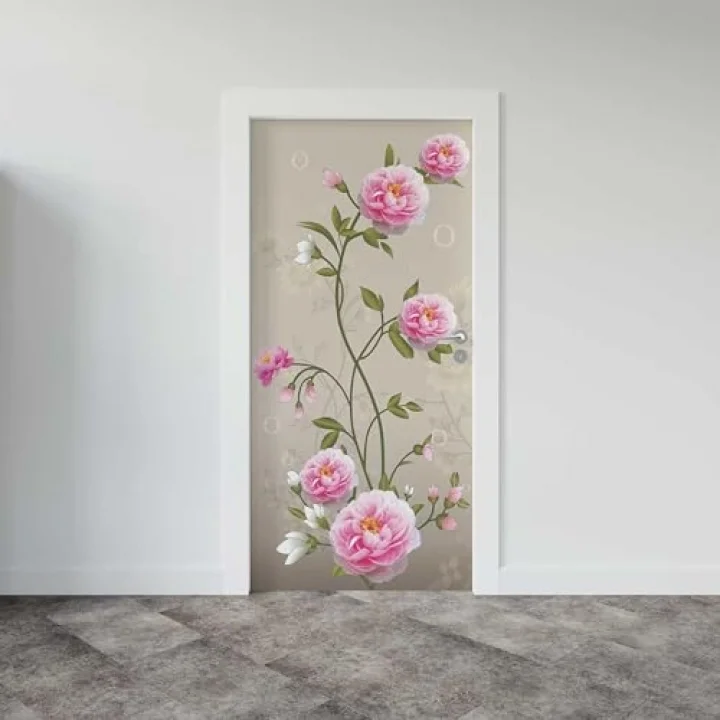 Kapı Giydirme Kapı Sticker Folyosu Pembe Gül