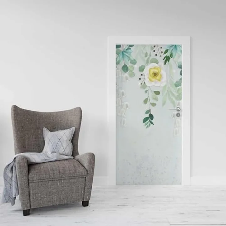 Kapı Giydirme Kapı Sticker Folyosu Sarı Çiçek
