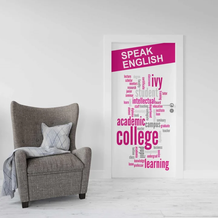 Kapı Giydirme Kapı Sticker Folyosu Speak English