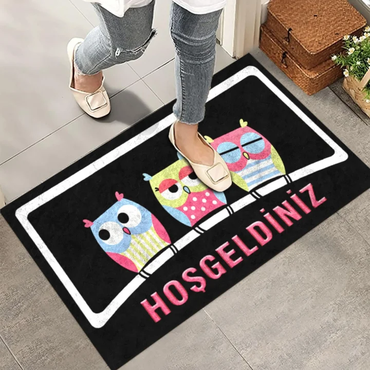 Kapı Önü Paspası - Modern ve Şık Kapı Paspası | Ev, Ofis ve Dış Mekân Kullanımı İçin (Baykuşlar) 45x65