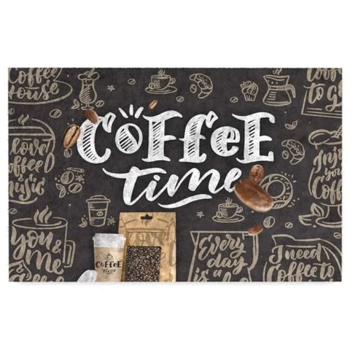 Kapı Önü Paspası - Modern ve Şık Kapı Paspası | Ev, Ofis ve Dış Mekân Kullanımı İçin (Caffe Time) 45x65