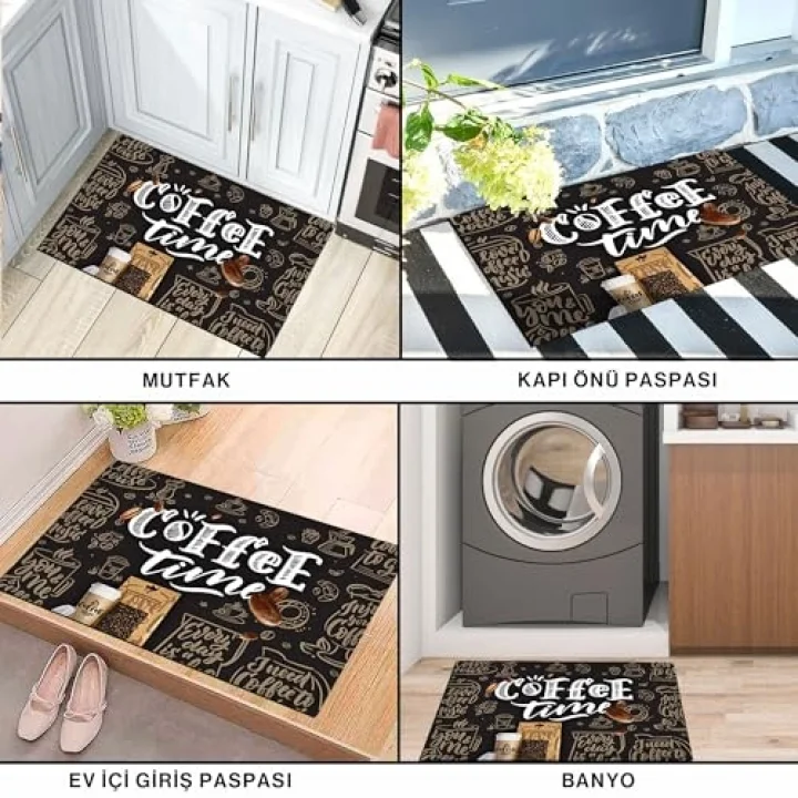 Kapı Önü Paspası - Modern ve Şık Kapı Paspası | Ev, Ofis ve Dış Mekân Kullanımı İçin (Caffe Time) 45x65