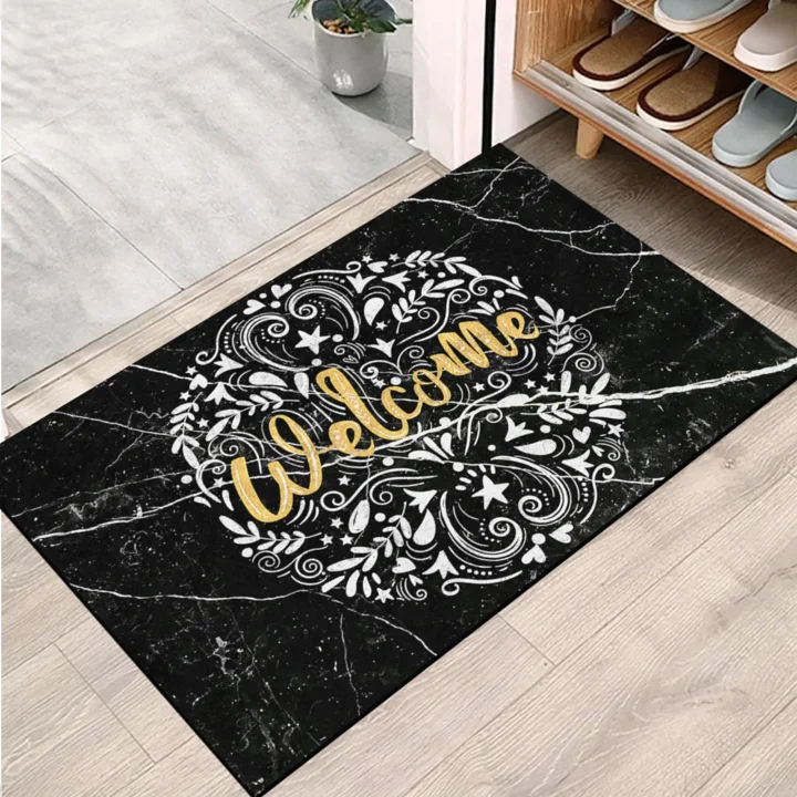 Kapı Önü Paspası - Modern ve Şık Kapı Paspası | Ev, Ofis ve Dış Mekân Kullanımı İçin (Gold Elegance) 45x65