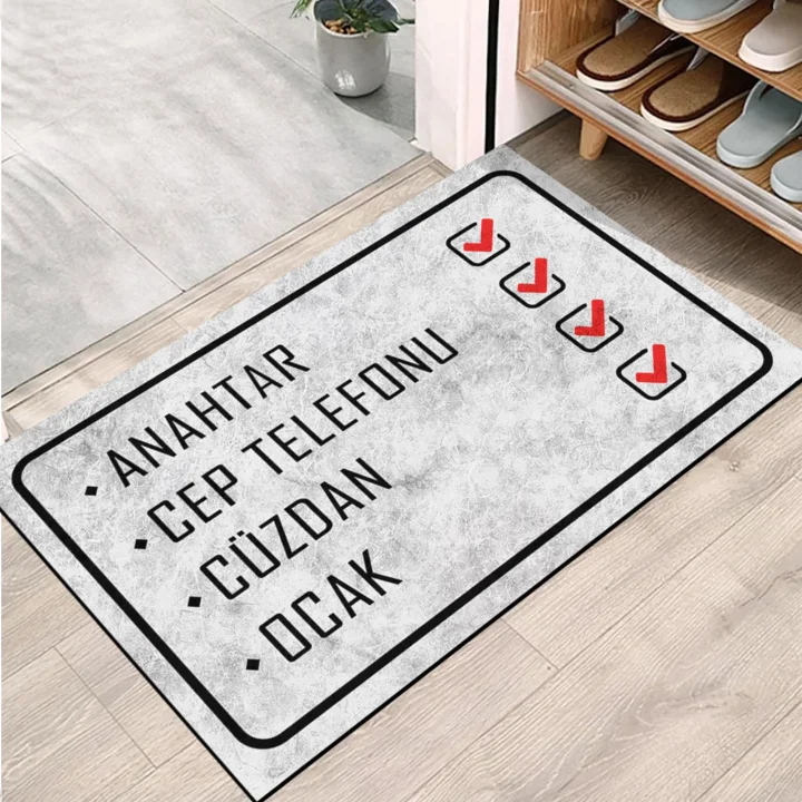 Kapı Önü Paspası - Modern ve Şık Kapı Paspası | Ev, Ofis ve Dış Mekân Kullanımı İçin (Günlük Hatırlatma) 45x65