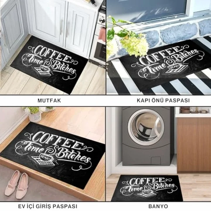 Kapı Önü Paspası - Modern ve Şık Kapı Paspası | Ev, Ofis ve Dış Mekân Kullanımı İçin (Latte) (Caffe Time Bitc..) 45x65