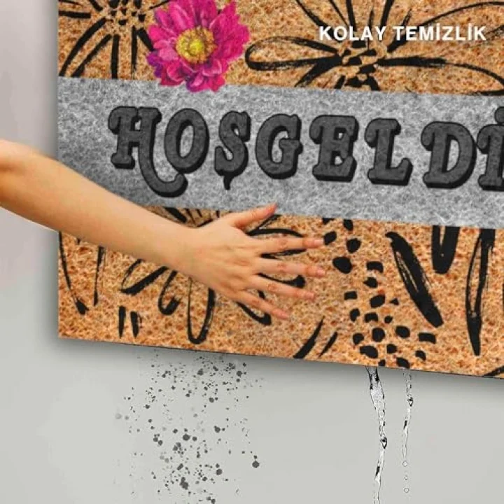Kapı Önü Paspası - Modern ve Şık Kapı Paspası | Ev, Ofis ve Dış Mekân Kullanımı İçin (Rustic Welcome Bloom) 45x65