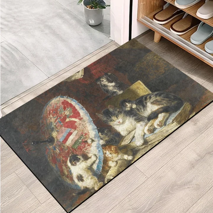 Kapı Önü Paspası - Modern ve Şık Kapı Paspası | Ev, Ofis ve Dış Mekân Kullanımı İçin (Sanat ve Kediler) 45x65