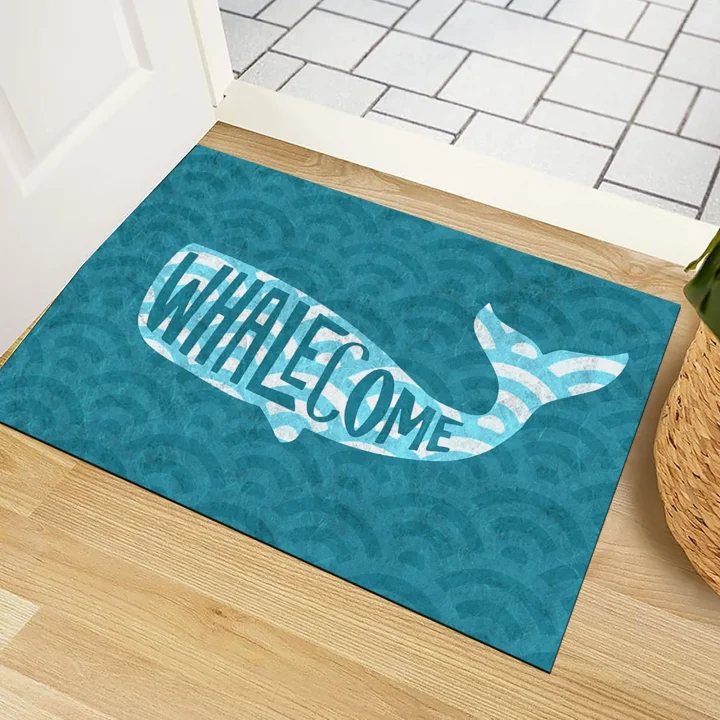 Kapı Önü Paspası - Modern ve Şık Kapı Paspası | Ev, Ofis ve Dış Mekân Kullanımı İçin (Whale Come) 45x65