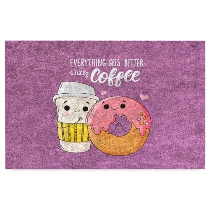Kapı Önü Paspası - Modern ve Şık Kapı Paspası | Ev, Ofis ve Dış Mekân Kullanımı İçin (With Caffe) 45x65