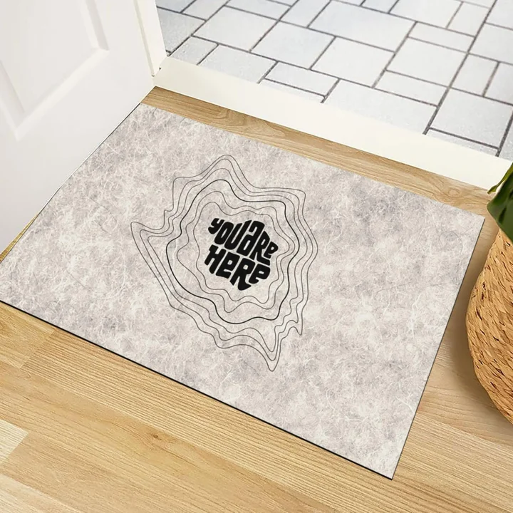 Kapı Önü Paspası - Modern ve Şık Kapı Paspası | Ev, Ofis ve Dış Mekân Kullanımı İçin (You Are Here Minimalist) 45x65
