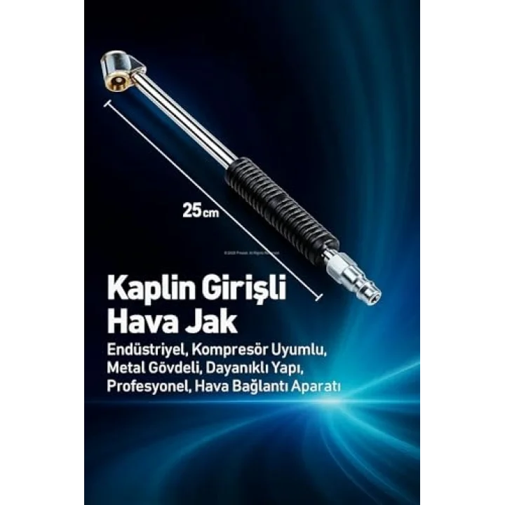Kaplin Girişli Hava Jakı, Endüstriyel, Kompresör Uyumlu, Metal Gövdeli, Dayanıklı Yapı, Profesyonel, Hava Bağlantı Aparatı, 25 cm, EHJ001