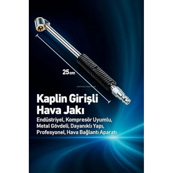 Kaplin Girişli Hava Jakı, Endüstriyel, Kompresör Uyumlu, Metal Gövdeli, Dayanıklı Yapı, Profesyonel, Hava Bağlantı Aparatı, 25 cm, EHJ001