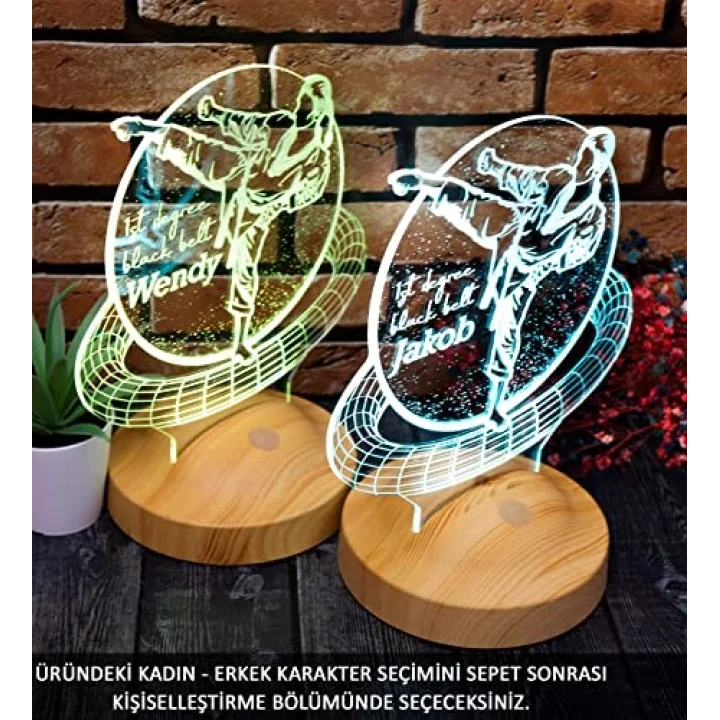 karateci Hediyesi, Karate Tekvando Judo Sporcuya Hediye 3D Led Lamba