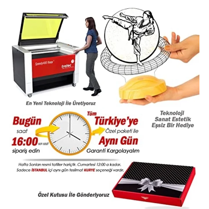 karateci Hediyesi, Karate Tekvando Judo Sporcuya Hediye 3D Led Lamba