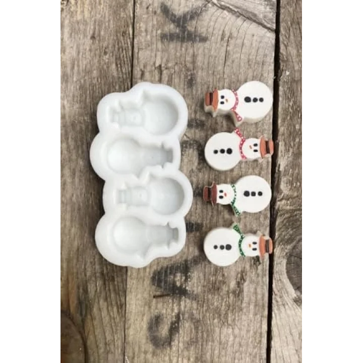 Kardan Adam Mini Dörtlü Mum Kalıbı (Silikon)