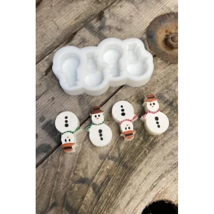 Kardan Adam Mini Dörtlü Mum Kalıbı (Silikon)