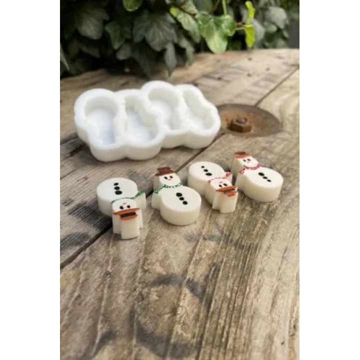 Kardan Adam Mini Dörtlü Mum Kalıbı (Silikon)