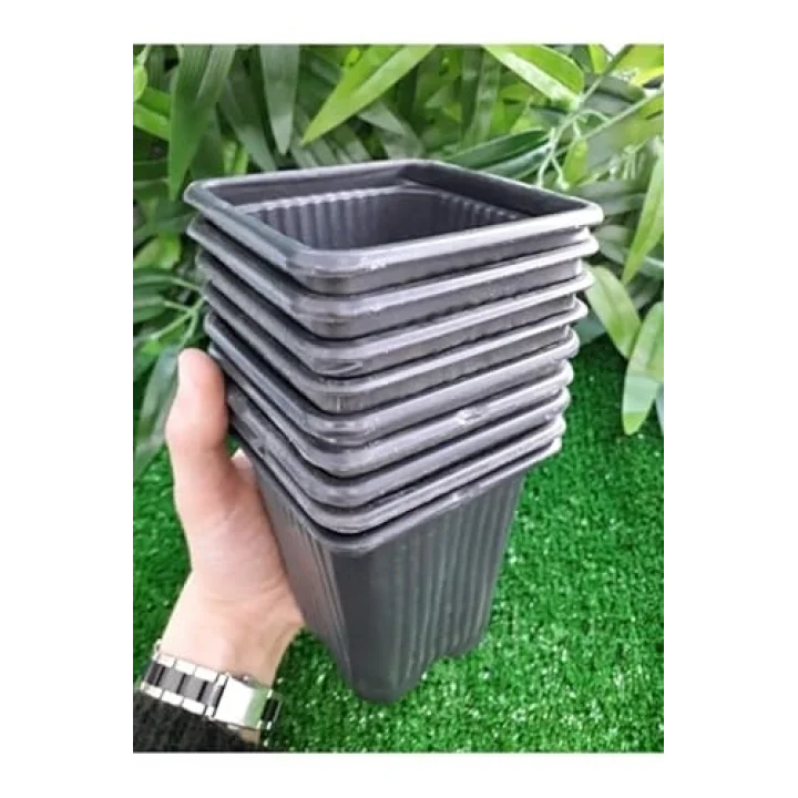 Kare Saksı 8x8x9 cm, 70 Adet, Vakumlu, Siyah