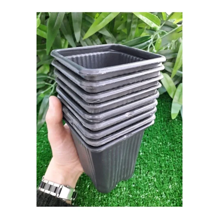 Kare Saksı 8x8x9 cm, 70 Adet, Vakumlu, Siyah