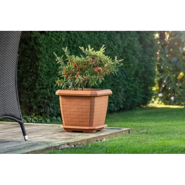 Kare Saksı No:3 Tabaklı 37 cm, 25,5 Litre Antrasit