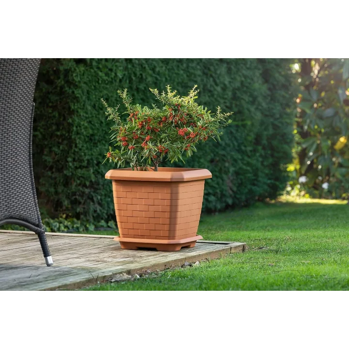 Kare Saksı No:3 Tabaklı 37 cm, 25,5 Litre Antrasit