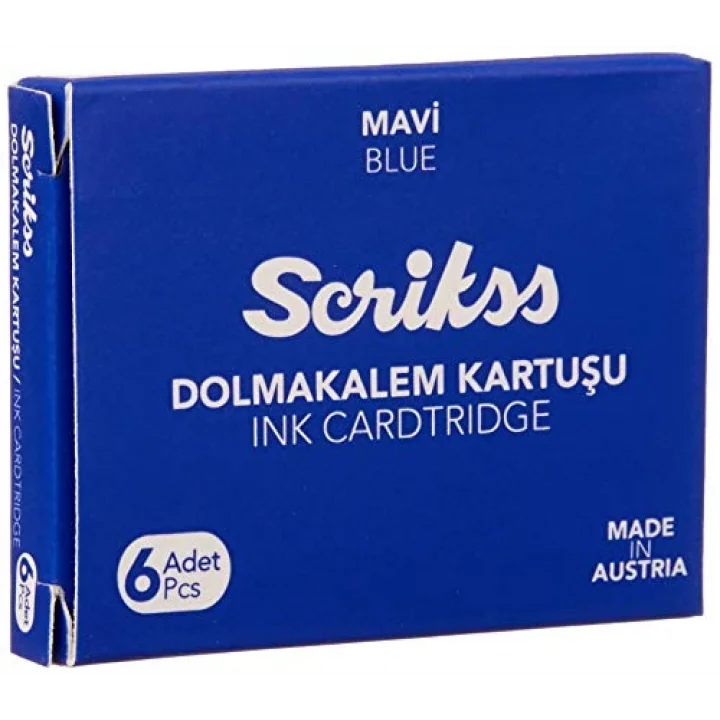 Kartuş Dolma Kalem Kartuşu 6lı Blister 10lu Paket Mavi
