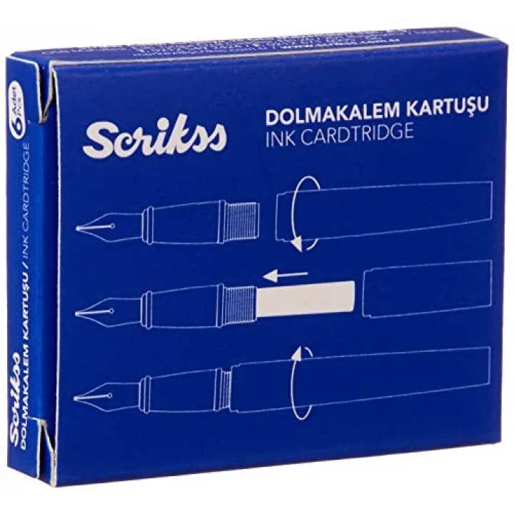 Kartuş Dolma Kalem Kartuşu 6lı Blister 10lu Paket Mavi