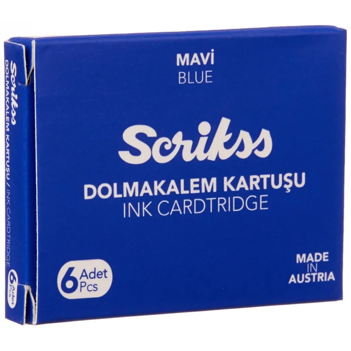 Kartuş Dolma Kalem Kartuşu 6lı Blister 10lu Paket Mavi