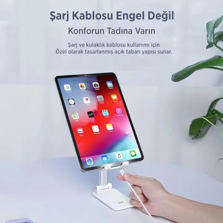 Katlanabilir Masaüstü Telefon Standı Beyaz