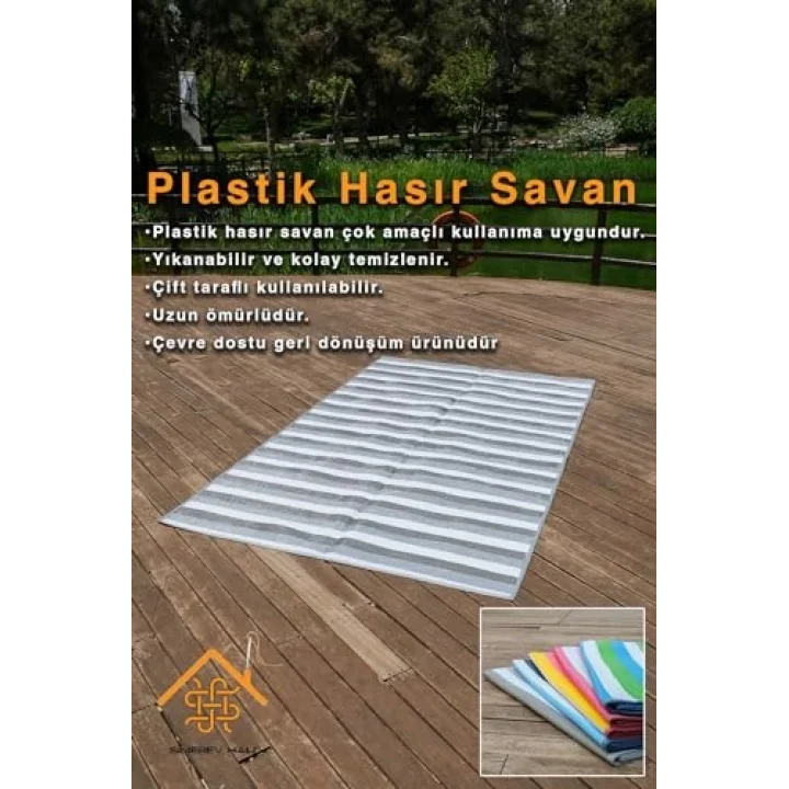 Katlanabilir Plaj Kamp Piknik Bahçe Balkon Teras Hasır Mat Savan Karavan Halısı Kilim GRİ 150 x 210