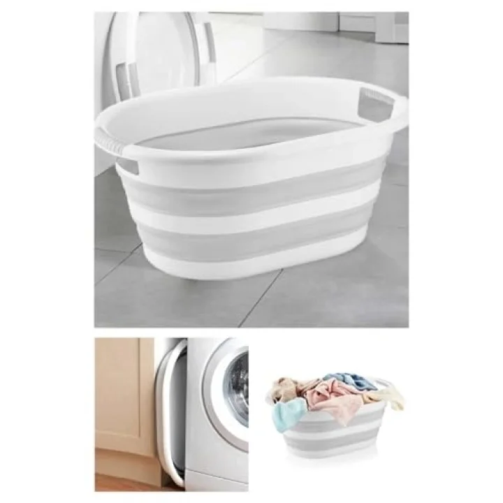 Katlanabilir Silikon Akordiyon Çamaşır Sepeti Sele 27 L (27 Litre)