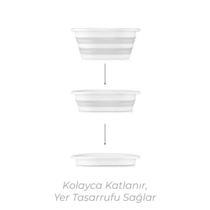 Katlanabilir Silikon Akordiyon Çamaşır Sepeti Sele 27 L (27 Litre)