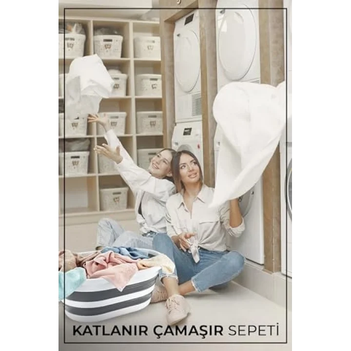 Katlanabilir Silikon Akordiyon Çamaşır Sepeti Sele 27 L (27 Litre)