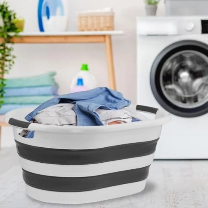 Katlanabilir Silikon Akordiyon Çamaşır Sepeti Sele 27 L (27 Litre)