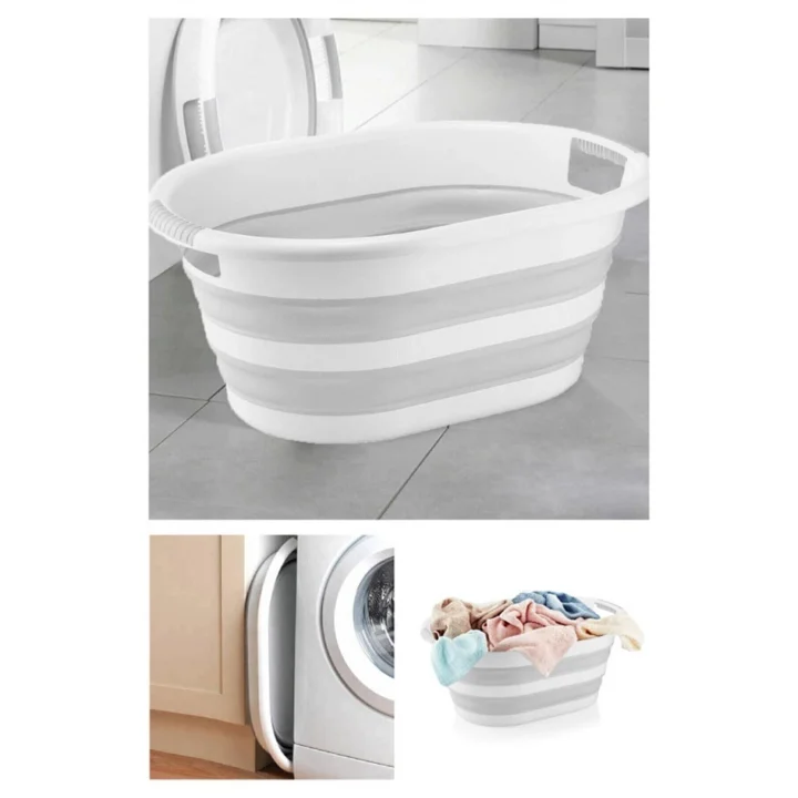 Katlanabilir Silikon Akordiyon Çamaşır Sepeti Sele 27 L (27 Litre)