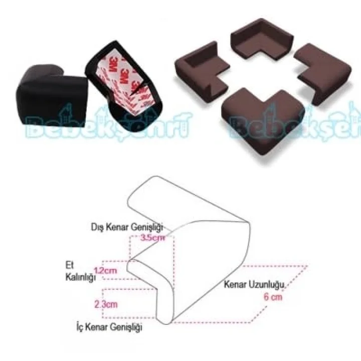 Kauçuk Köşe Koruyucu 4lü (Kahve)