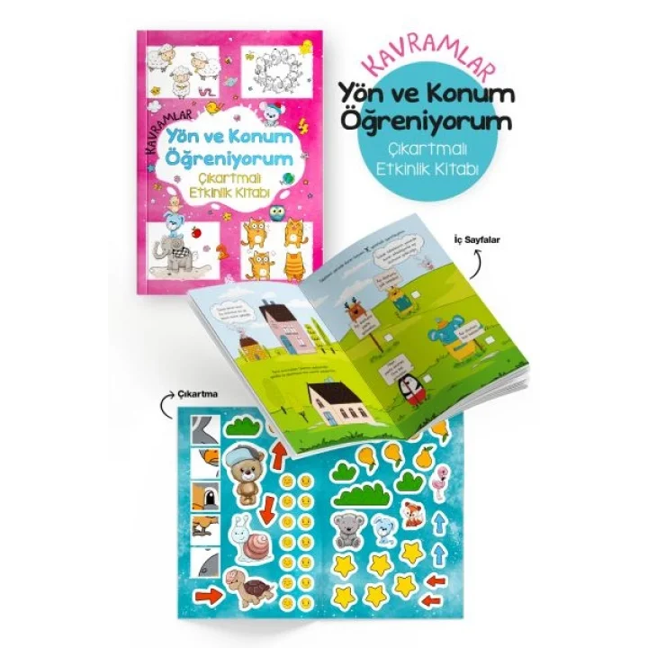 Kavramlar – Yön ve Konum Öğreniyorum – Çıkartmalı Etkinlik Kitabı - 3 Yaş +