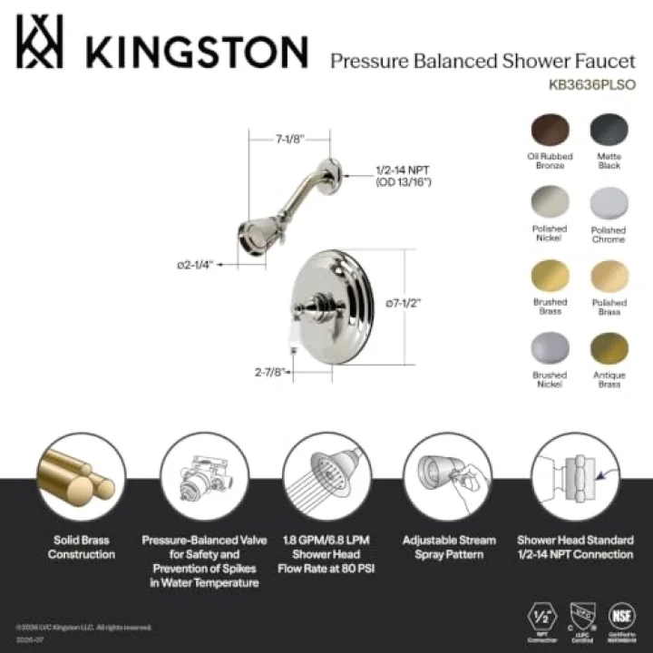 KB3635PLSO Vintage Tub ve duş musluk, 7 – 1/2 inç, Oil Rubbed bronz by
