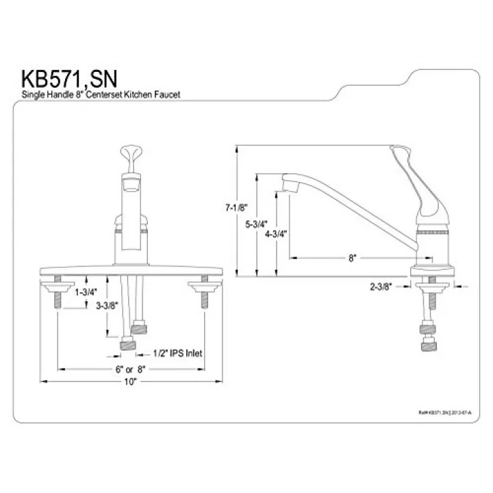 KB571 Chatham Tek Kulplu Mutfak Bataryası Püskürtücüsüz, Parlak Krom, 10 x 7,13 x 2,38
