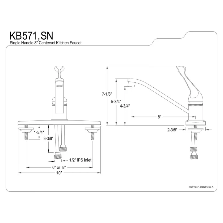 KB571 Chatham Tek Kulplu Mutfak Bataryası Püskürtücüsüz, Parlak Krom, 10 x 7,13 x 2,38