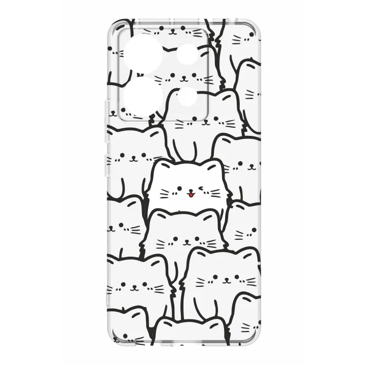 Kedi Baskılı Şeffaf Silikon Tablet Kılıfı, Kamera Korumalı