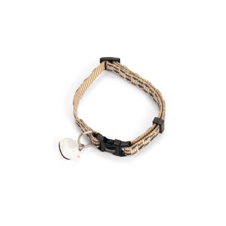 Kedi Boyun Tasması, Zilli, Bej, 20-30cm