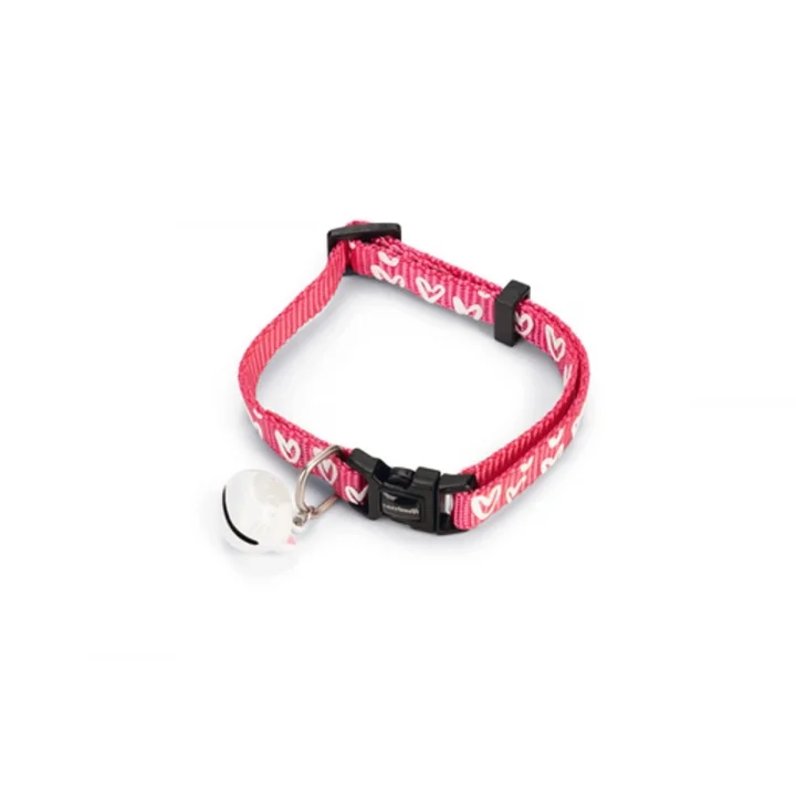 Kedi Boyun Tasması, Zilli, Pembe, 20-30cm